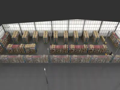 Modern industrial warehouse logistics interior 3D model