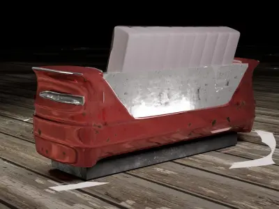 Sofa with vehicle built up 3D model