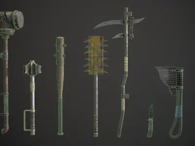Apocalyptic weapons Low-poly 3D model