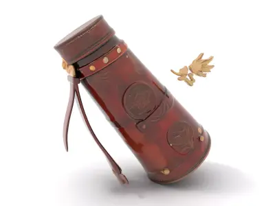 Ornate Leather Quiver with Metal Emblem Model Pack Low-poly 3D model