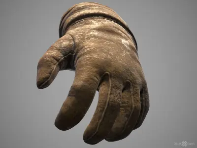 WWII Gloves Low-poly 3D model