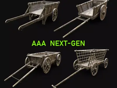 CART WAGON HORSE CAR CARGO WOODEN MEDIEVAL PACK COLLECTION purchase