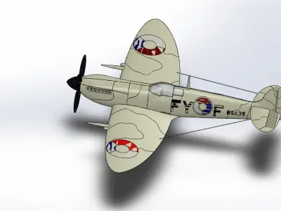 SolidWorks Spitfire Fighter Plane WWII Aircraft 3D Model 3D print model