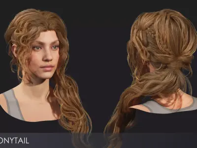 Realistic female hairstyles - pack 3 Low-poly 3D model