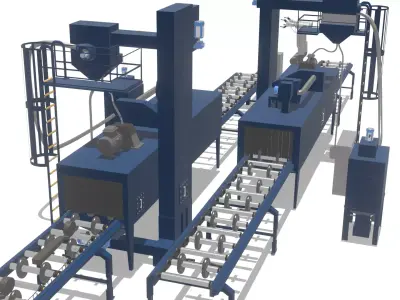 Industrial Shot Blasting Machine High-Detail 3D Model 3D model