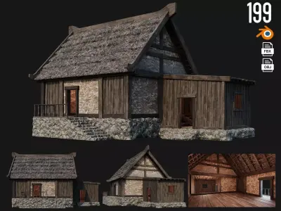 Old House Building 4K Textures GameReady 199 Low-poly 3D model