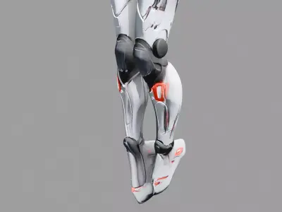 Silver Red Futuristic Female Android 3D model