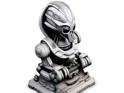 SciFi Alien Statue Bust Low-poly 3D model