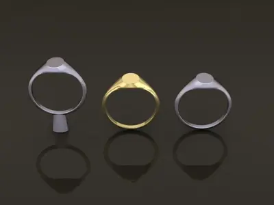 Dainty Thin Signet Ring Vertical Oval Mix Size 3D print model