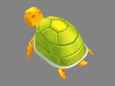 Cartoon Green Turtle Low-poly 3D model