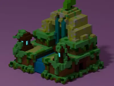 Temple Voxel Free Only Models 3D model