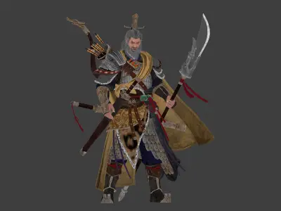 an ancient military commander in China Huang Gai Low-poly 3D model