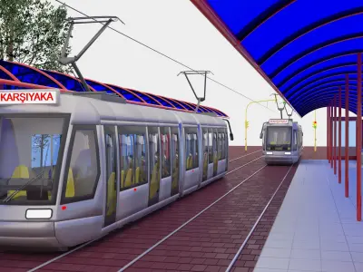 Tram and Station 4K 3D model