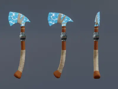 Water axe - Elemental axe - model 01 Low-poly 3D model