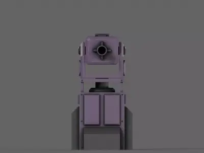 PBR Turret Gun 01 Purple Low-poly 3D model