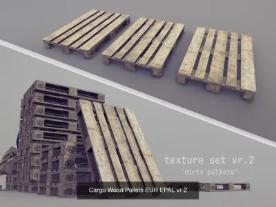 Cargo Wood Pallets EUR EPAL 3D Model Collection