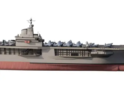 WW2 US NAVY AIRCRAFT CARRIER based on USS Intrepid   3D model