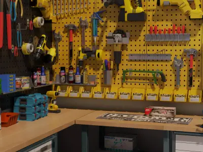 Ultimate Garage Workshop L-Shaped Workbench  3D model