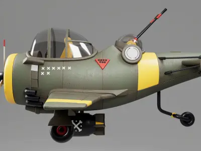 3D airplane Bomber  Modeling  texturing with substance painter Low-poly 3D model