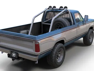 Dodge D100 offroad truck Low-poly 3D model
