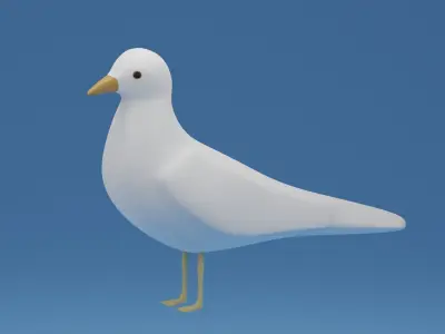 Cartoon Cute Bird Seagull Low-poly 3D model
