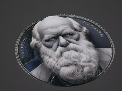 Charles Darwin Medallion 3D print model get
