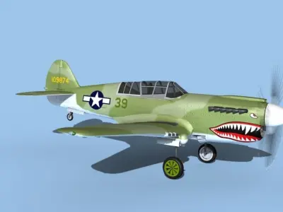 Curtiss P-40N Warhawk V01 USAAF 3D model