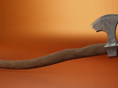 Medieval Axe Low-poly 3D model 17