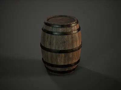 Old wooden barrel - PBR Game Ready Low-poly 3D model Low-poly 3D model
