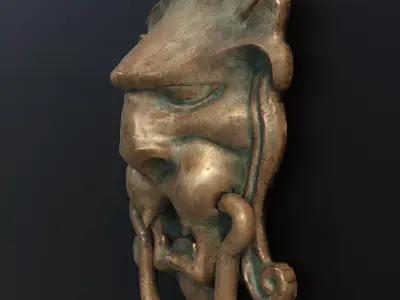 Old brass knocker Low-poly 3D model