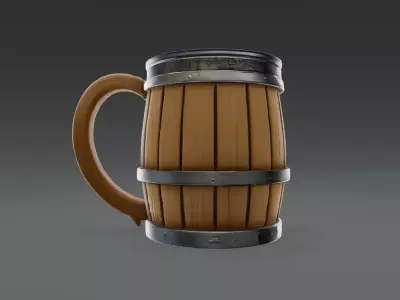 Stylized Wooden Beer Mug  Tavern Prop Low-poly 3D model