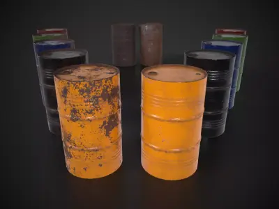 Metal barrels Low-poly 3D model purchase