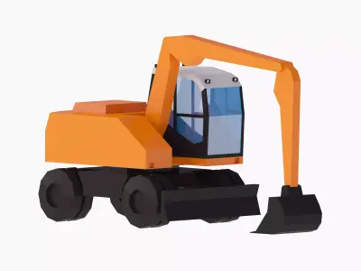 Excavator Construction Loader TW160 Simplified Low-poly 3D model