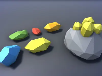 Free Mining Pack - Low Poly Ores and Gems and Tools and Props Free low-poly 3D model