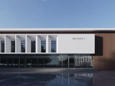 market building Low-poly 3D model purchase