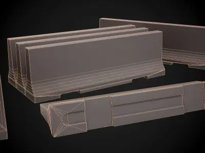 Simple concrete barricade Free low-poly 3D model