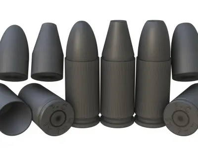 9x19mm Luger Para Cartridge Low-poly 3D model