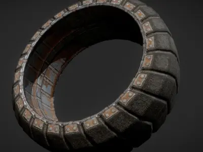 Futuristic Tire Rusty Version Low-poly 3D model