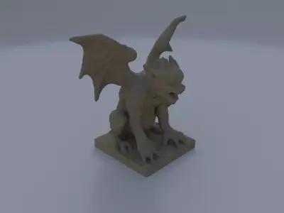 Engraved Stone Gargoyle 3D model