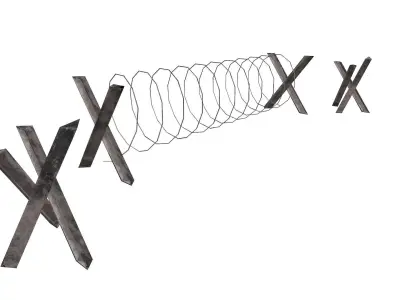 Barbed Wire Barricade  Low-poly 3D model