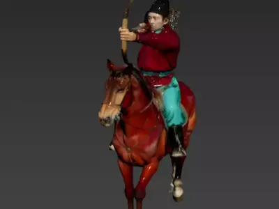 76 Tang guards ride horses and shoot arrows 3D model