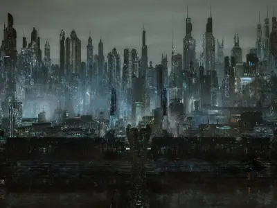 Cyberview futuristic city hd wallpaper 3D model