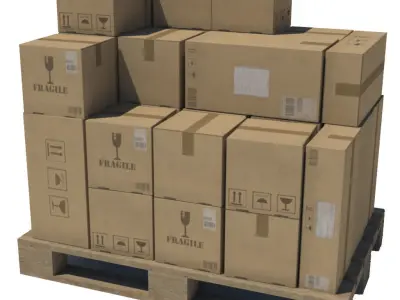 Pallet with Boxes Low poly Low-poly 3D model