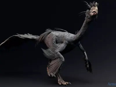 Dinosaur GigantoRaptor - Oviraptorosaur Unity Engine Project Low-poly 3D model