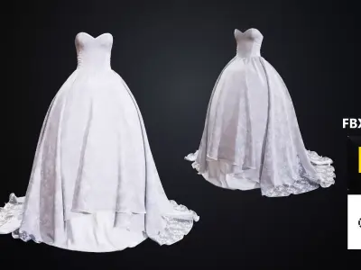 Wedding Dress Marvelous Designer 3D model