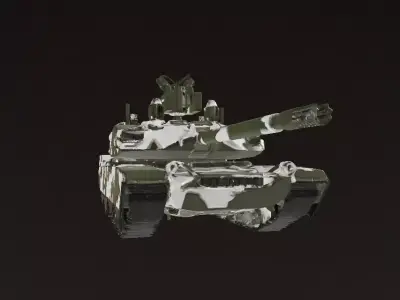 Green Camo Battle Tank 3D Model Low-poly 3D model