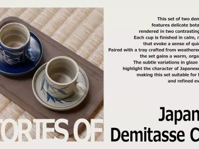 Japanese Two-Tone Demitasse Cup Set Low-poly 3D model