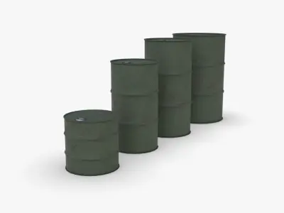 Army chemical barrels Low-poly 3D model
