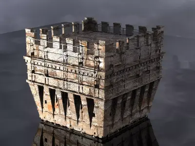 English Norfolk Fort walls Tower 1 3D model