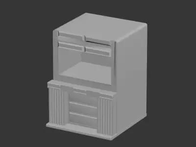 wooden TV case Low-poly 3D model
